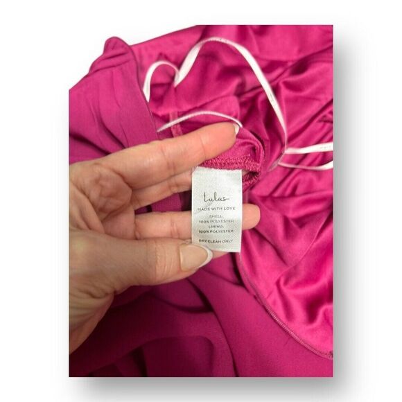 Lulus M Magenta Chiffon Maxi Dress Side Slit V-Neck Bridesmaid Wedding Guest - Picture 9 of 10